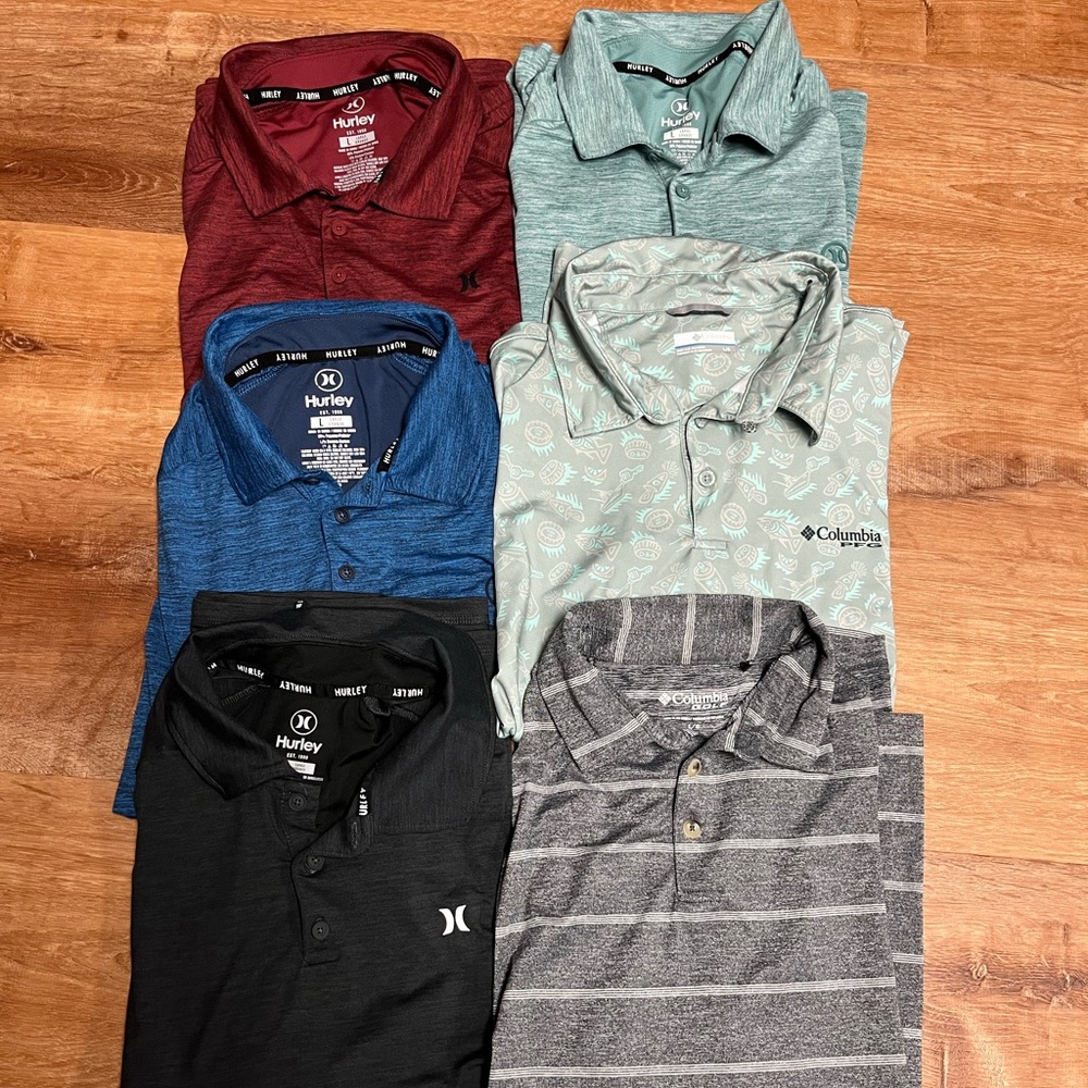 Hurley & Columbia Polos sz Large